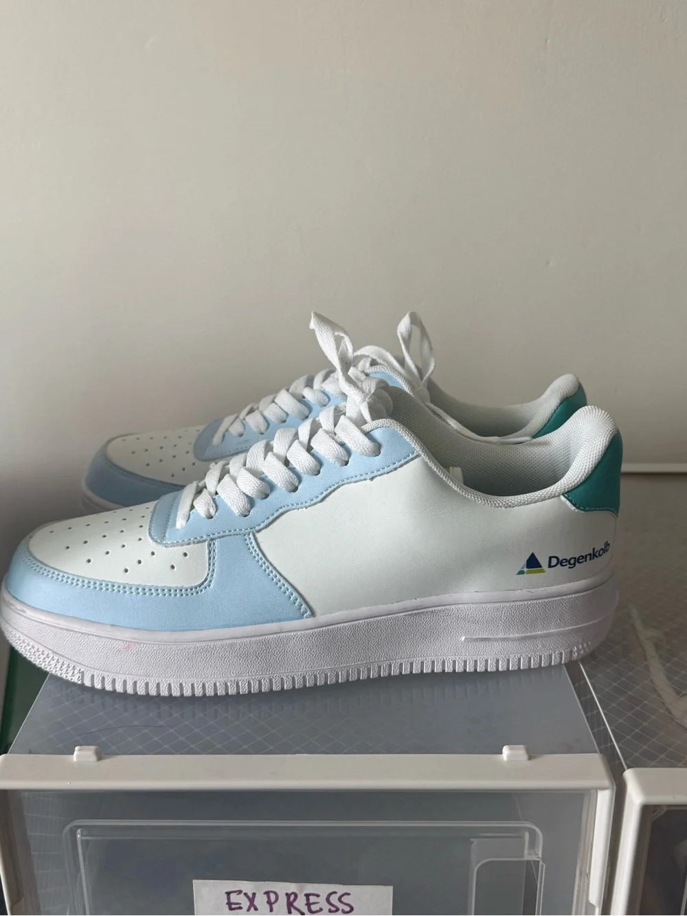 Women’s Low-Top Casual Sneakers in Light Blue, Lime and White